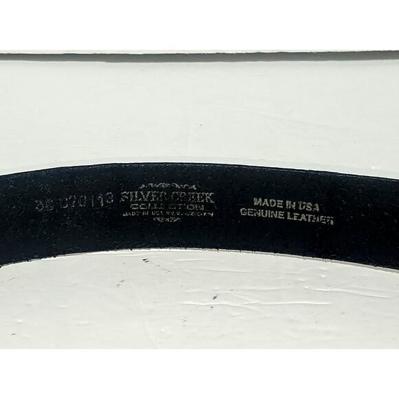 Silver Creek Collection Black Leather Belt 38 Solud Pattern USA - Picture 6 of 11